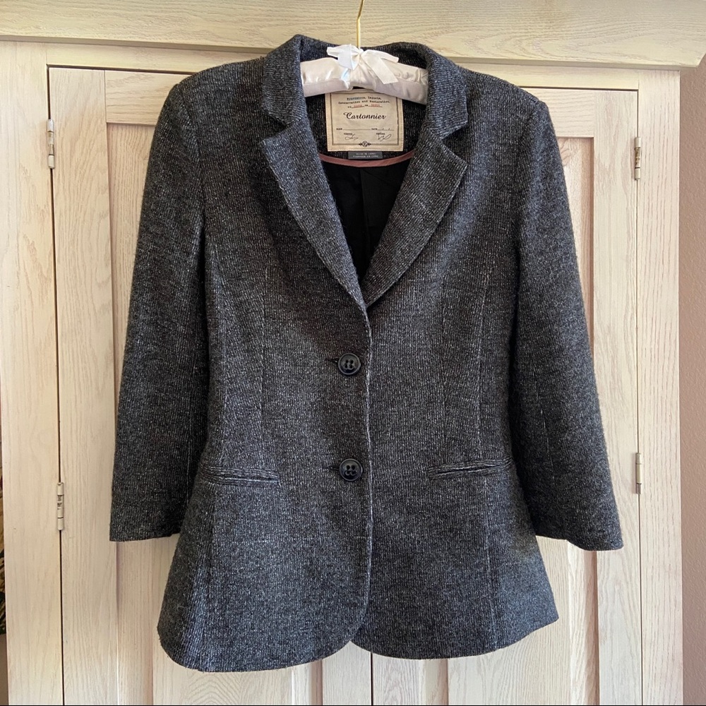 Cartonnier Anthropologie Gray Knit Blazer Cardigan | Size Extra Small